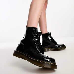 Dr. Martens 1460 Black Patent Leather Shiny Combat Boots Size 8 Women’s Punk